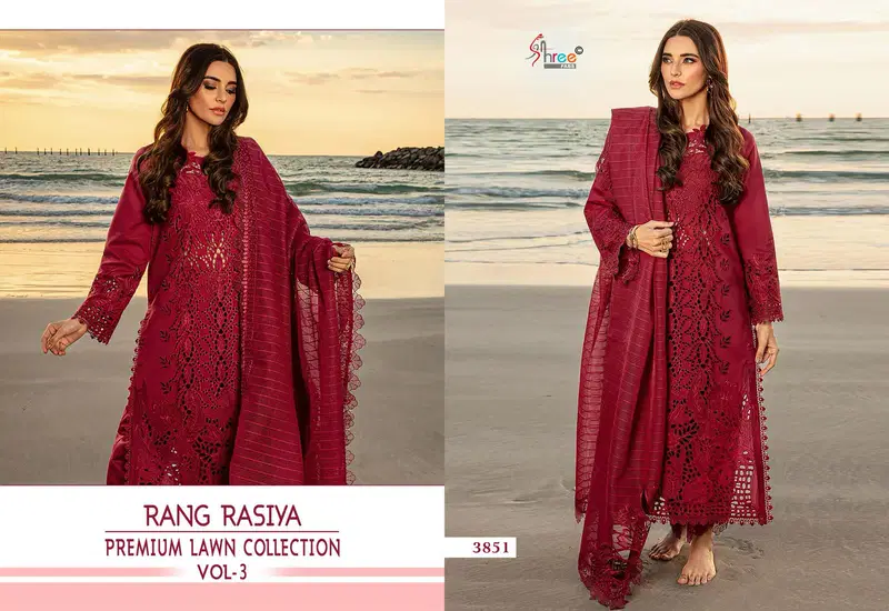 Rang Rasiya Premium Lawn Vol 3 By Shree Cotton Online Pakistani Salwar Suit Wholesale